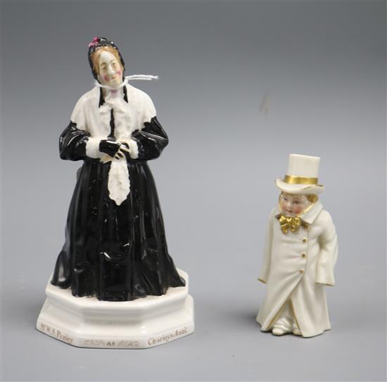 A Doulton figure Charleys Aunt and a Worcester candle extinguisher